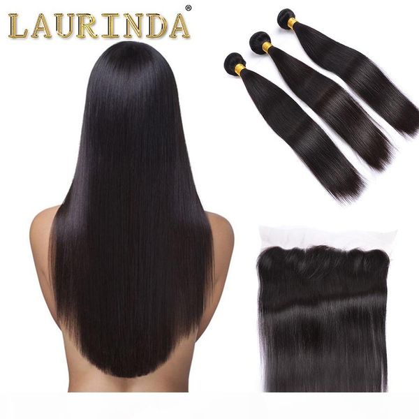 

laurinda 13*4 lace frontal closure 3pcs lot straight brazilian human hair weaves 9a mink brazilian virgin hair product lace frontal closure, Black;brown