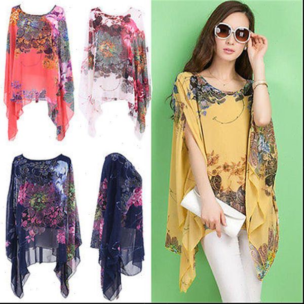 

womens clothing womens chiffon new fashion summer shirt boho style batwing casual blouses blusas white blue red yellow black