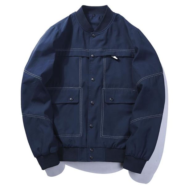 

autumn winter nice new style men long sleeve jacket fashion streets multi-pocket jacket coat with zipper black blue, Black;brown