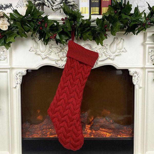 

new christmas sock ornaments knitted wool ornaments large christmas wool socks kids candy bag gift decoration for home1