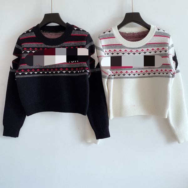 

1220 2020 autumn brand same style regular long sleeve crew neck black white kint sweater women clothes qian, White;black