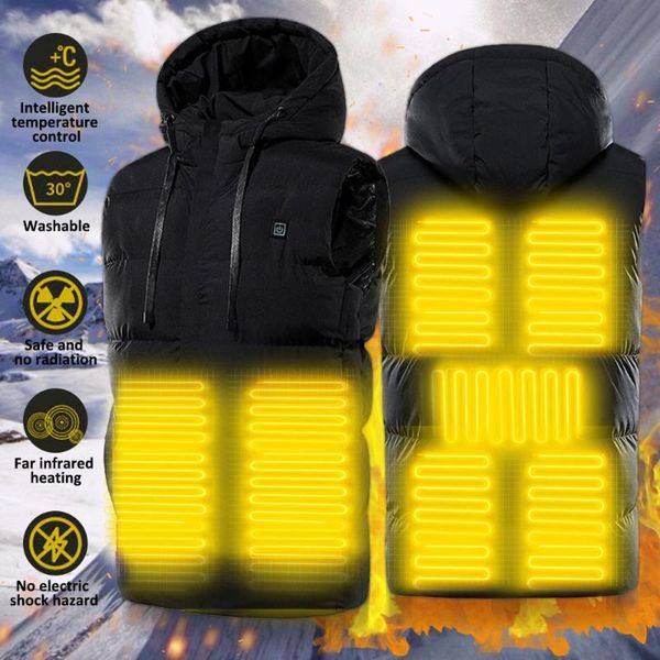 

outdoor t-shirts heated jackets heat coat usb electric thermal clothing 7 places heating hooded winter warm, Gray;blue