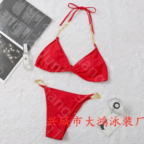 

alphabet split swimsuit 21 new bikini triangle neck tie, White;black