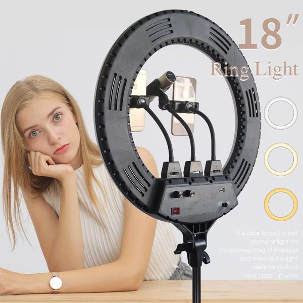 

flash heads slojp 18 inch led ring light kit with tripod,ring fill for makeup youtube,tiktok,pographic lighting (r480)1