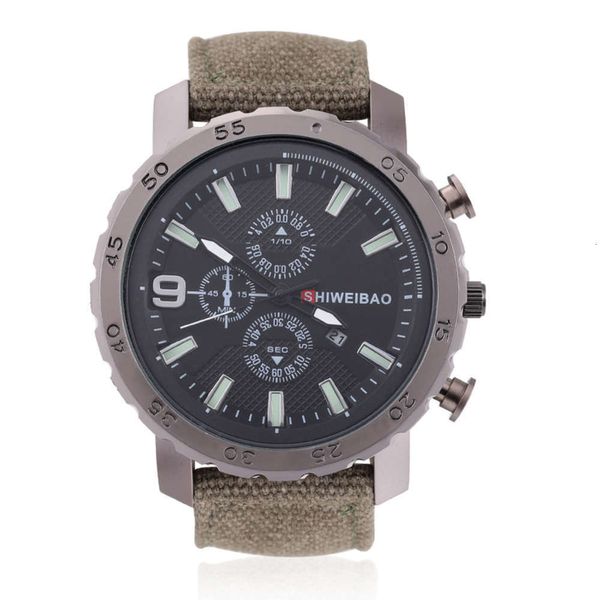 

dial military domineering luminous quartz large outdoor canvas strap men's watch 903 e06z, Slivery;brown