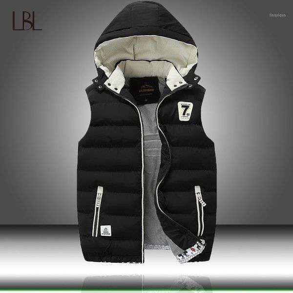 

mens winter sleeveless vest jacket men autumn down padded jackets fashion casual coats men's warm thicken waistcoat overcoat 5xl1, Black;white