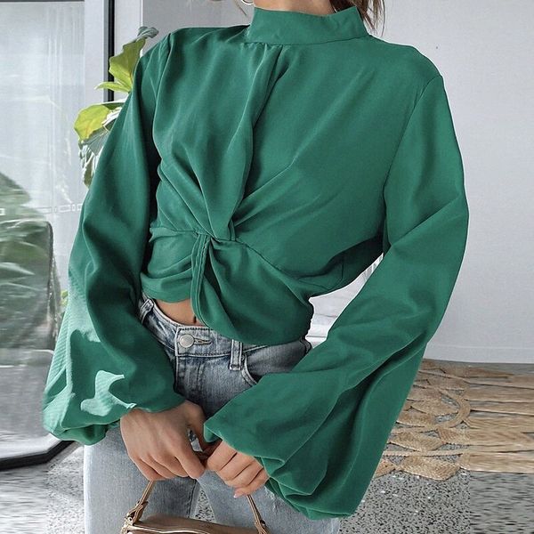 

women's blouse shirt plain round neck casual green 50yi#, White