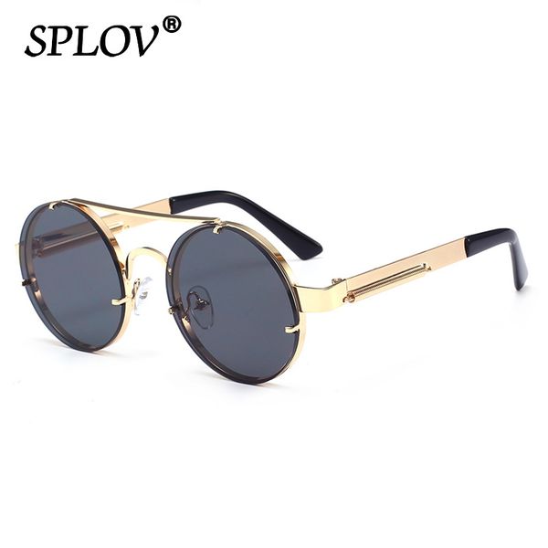 

vintage steam punk round sunglasses men women retro metal double beams sun glasses spring decoration street fashion oculos uv400, White;black