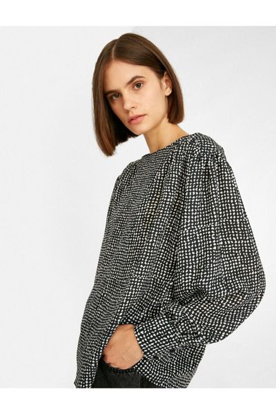 

women's blouses & shirts koton women black print blouse 1 kak68152pw, White