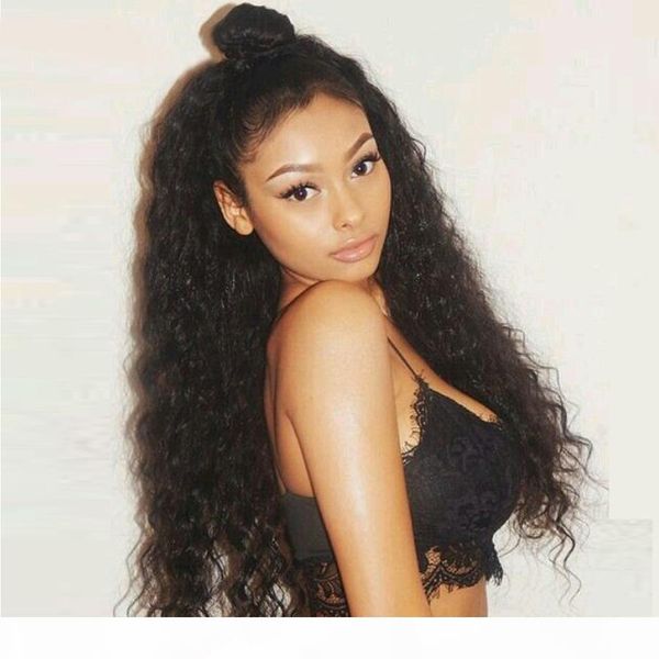 

360 lace frontal wigs pre plucked with baby hair malaysian human hair water wave hair lace front wigs, Black;brown