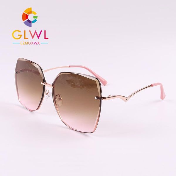 

women's glasses retro sunglasses 2020 vintage rimless eyeglasses oversized eyewear female pink sun lenses drive shade for woman1, White;black