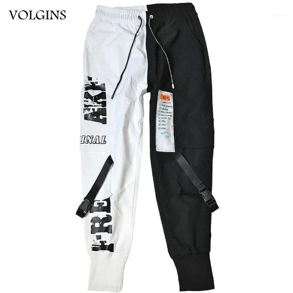 

streetwear men ribbons block black pocket cargo pants 2020 harem joggers harajuku sweatpant hip hop trousers men dropshipping1