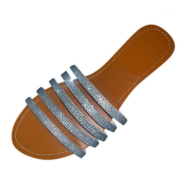 

sagace flip-flops flat open toe rhinestone casual beach shoes rhinestone slippers 2020 new women casual plus size beach shoes1, Black