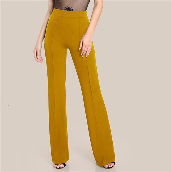 

high ginger rise piped pants elegant wide leg zipper fly plain workwear trousers women stretchy highstreet autumn pants, Black;white