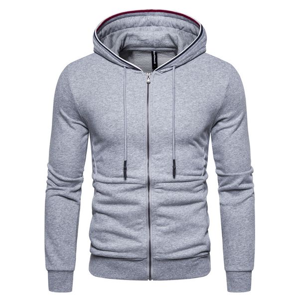 

2020 new spring cardigan zip hoodies men cotton soft feel mens sweatshirts slim fit sporting running hoody men, Black