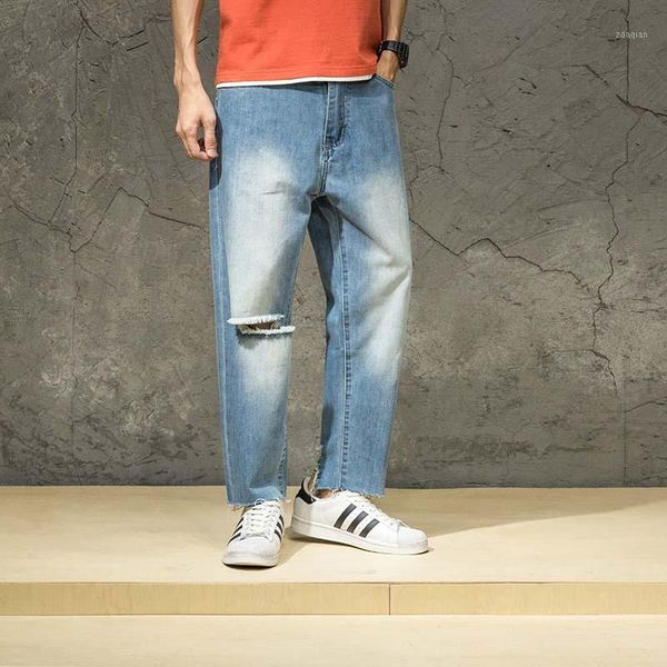 

men's jeans plus size ripped pants cowboy mens fashion loose baggy hip hop harem joggers male trousers casual1, Blue