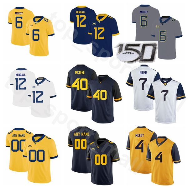 

мужчины женщины молодежь футбола ncaa колледж 7 уилл грир джерси западная вирджиния альпинисты пэт mcafee остин kendall кеннеди маккой дэвид, Black