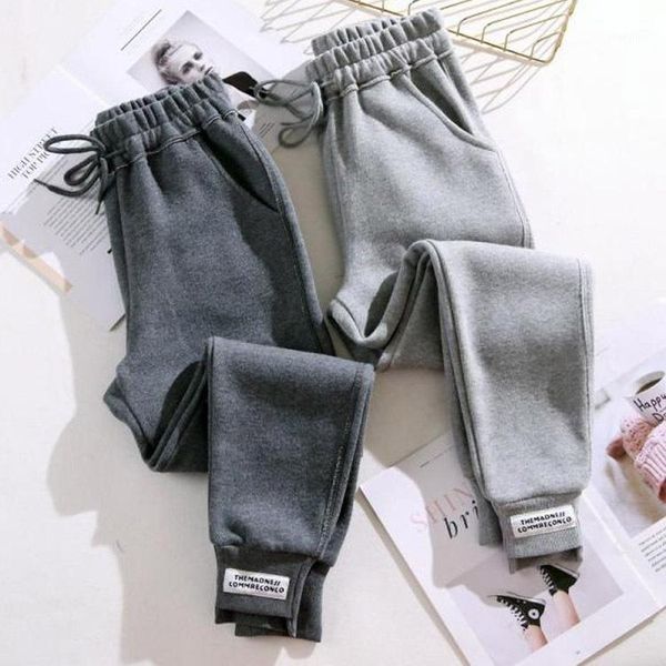 

women's loose autumn winter harem pants new korean plush legged casual elastic waist pants1, Black;white