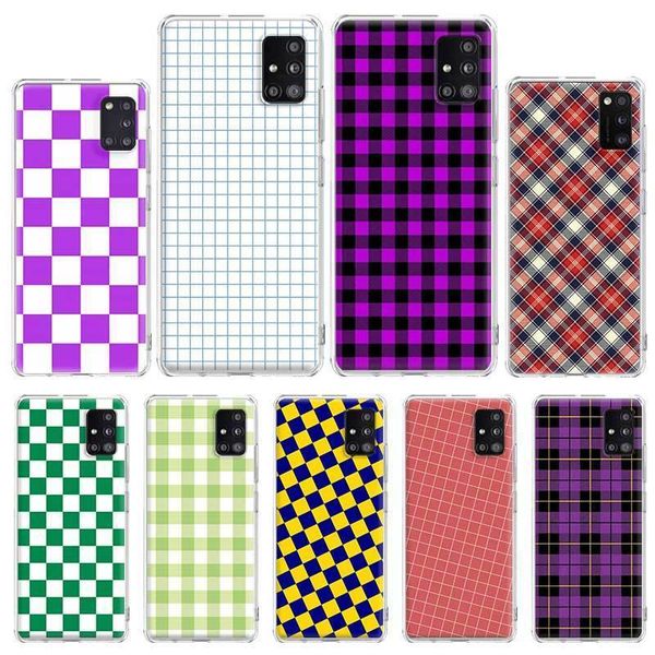 

plaid checked checkered clear case for samsung galaxy a51 a71 5g a31 a21s a11 a01 a91 m31 m21 m30s capa back phone coque