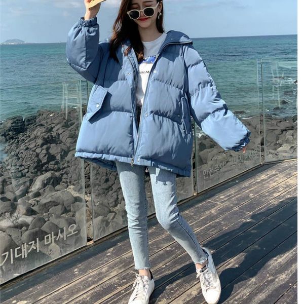 

7 colors women thick warm down parkas winter warm hooded jacket causal cotton padded coat drop shipping, Black