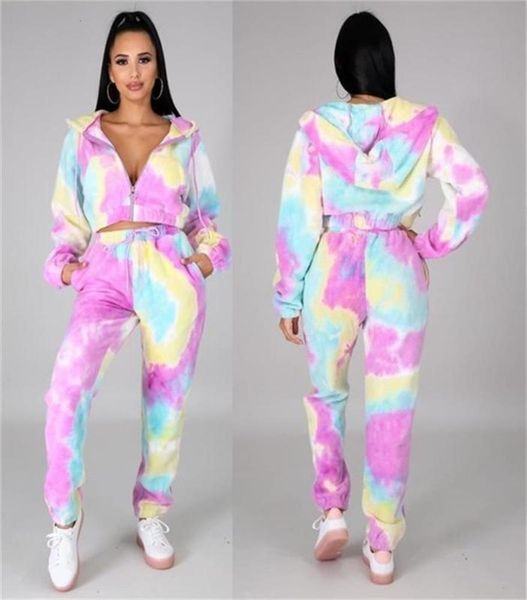 

plush tie women's fashion sportswear new dye printed hoodie and trousers sports suit, Gray