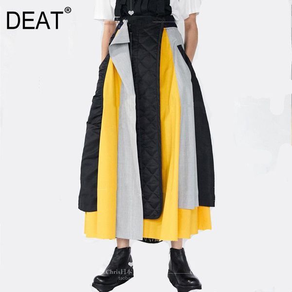 

deat 2020 new spring autumn fashion a-line splicing casual personality women's half skirt oversized 3ac4581, Black