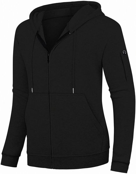 

alimens & gentle men's heavyweight fleece hooded sweatshirt full zip hoodie with arm zipper pocket e0cf#, Black