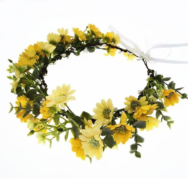 

wholesale daisy flowers crown festival headpiece women hair accessories headdress baby crown floral garland wedding qylhut