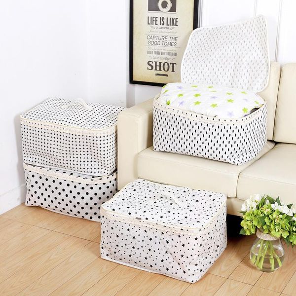 

creative cute large clothing quilt storage bag multi-function household with handle double zipper waterproof cotton storage bags