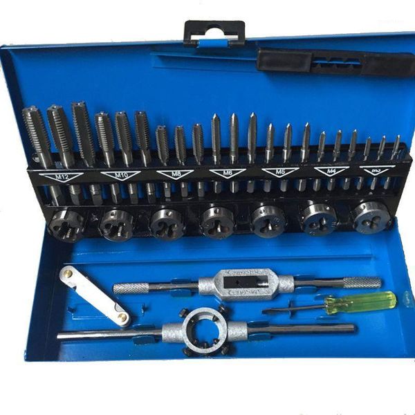 

32pcs metric tap and die set alloy steel m3-m12 wrench screwdriver drill bits1
