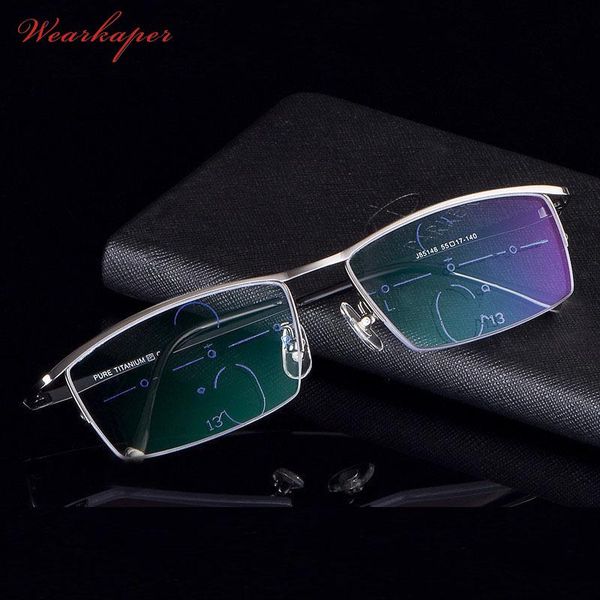 

wearkaper titanium alloy multi-focal progressive reading glasses men women optical diopter glasses presbyopia eyeglasses, White;black