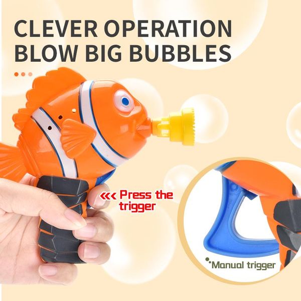 

kids bubble gun cute fish cartoon soap water bubble blower machine summer funny magic automatic bubble maker gun outdoor toy for children ll