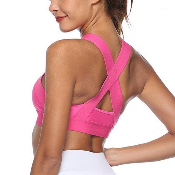 

gym clothing cross strap back women sports bra professional quick dry padded shockproof fitness running yoga sport brassiere jogging1, White;black