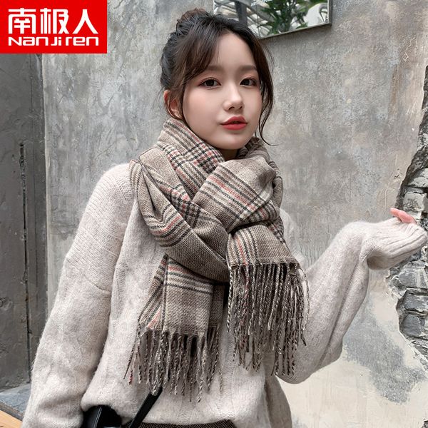 

south korean scarves for women in winter, Blue;gray