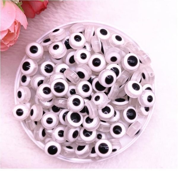 

new 50pcs 8/10mm oval beads evil eye resin spacer beads for jewelry making diy bracelet b jllaho