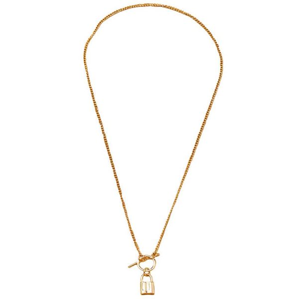 

ins new gold chain lock minimalism minimalist choker pendant necklace korean fashion chic party jewelry, Golden;silver