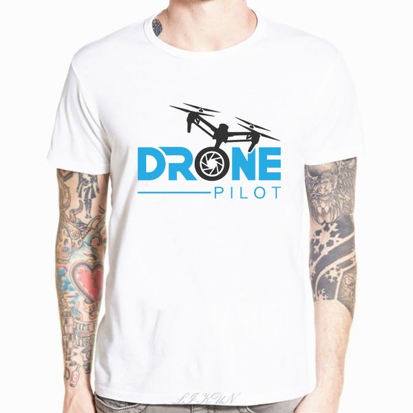 

dji drone pilot - пользовательские мужская белая футболка мужская мода crew neck короткие рукава повседневная одежда топы спортивные толстов