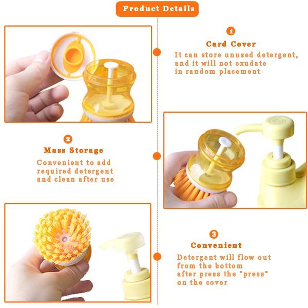 

hydraulic washing brush pot pan dish with washing up liquid soap dispenser kitchen bathroom sink utensil cleaning brushes tool q bbysac