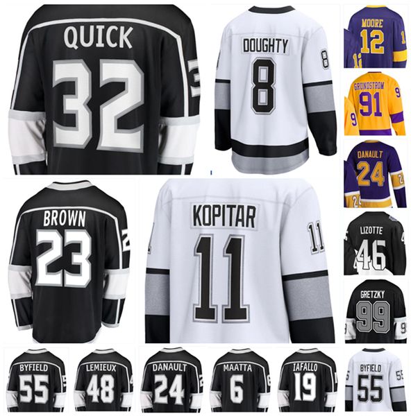 

2022 los angeles anze kopitar hockey jersey drew doughty jonathan quick dustin brown wayne gretzky phillip danault lak custom stitched men w, Black;red