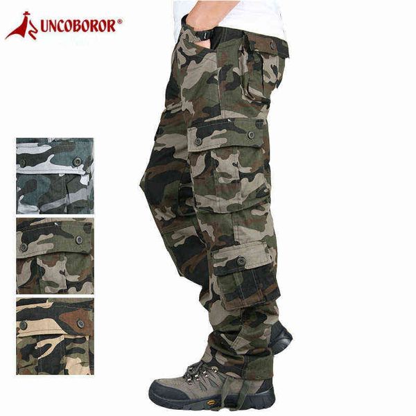 Camouflage Camo Cargo Pants Uomo Casual Multi-tasche Baggy Combat Pantaloni larghi Pantaloni tattici militari militari generali Hombre 44 H1223