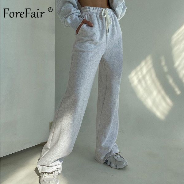 

forefair casual women ankle-length pants loose bandage comfort solid sports wide leg autumn street long trousers female slacks 201111, Black;white