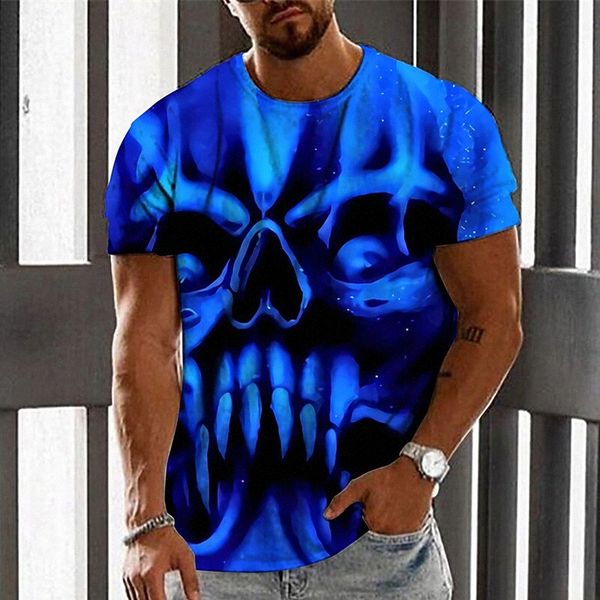 

men's t shirt 3d print graphic prints skull crew neck daily holiday print short sleeve casual designer big and tall blue m2jk#, White;black