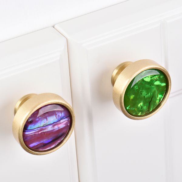 

4 color/ shell pattern brass knob dresser drawer knobs pulls handles / cupboard knobs furniture cabinet handle pull hardware
