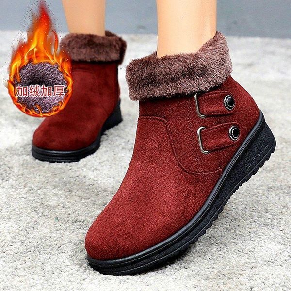 

women's boots 2020 fashion waterproof snow boots winter leisure warm mother plus velvet padded non-slip leather short boot, Black