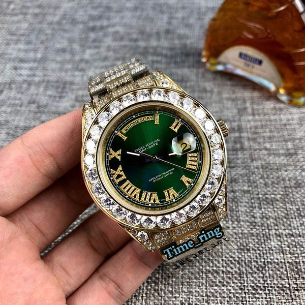 

edition 118238a-83208 roman numeral dial rose gold diamond case automatic mechanical movement mens watch 316l steel band brand watches, Slivery;brown