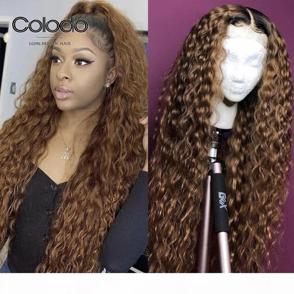 

colodo 1b roots brown curly human hair wig pre plucked 13x6 lace front wig remy burgundy lace front human hair wigs for women, Black;brown