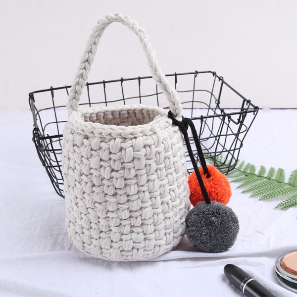 

youda winter bags of women 2020 korean style hand-woven thick wool bag sweet tote handbags fashion all-match small bucket pack c1223