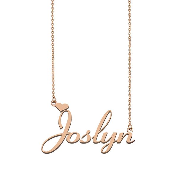 

joslyn name necklaces pendant custom personalized for women girls children friends mothers gifts 18k gold plated stainless steel, Silver