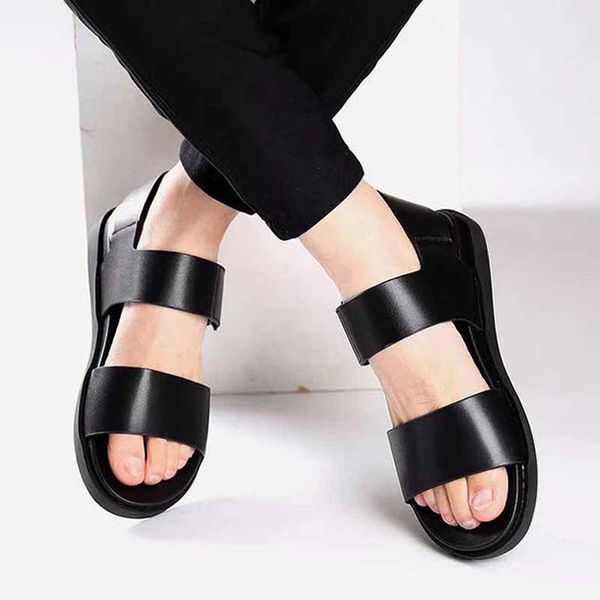 

classics женские sandalsfashion бич толстым дном сандалии алфавит леди сандалии кожа высокой пятки обувь 07 p292, Black