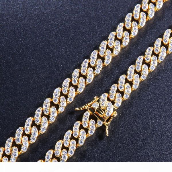 

8mm men zircon link bracelet hip hop jewelry gold copper material iced out women's cz chain fashion for gift, Black